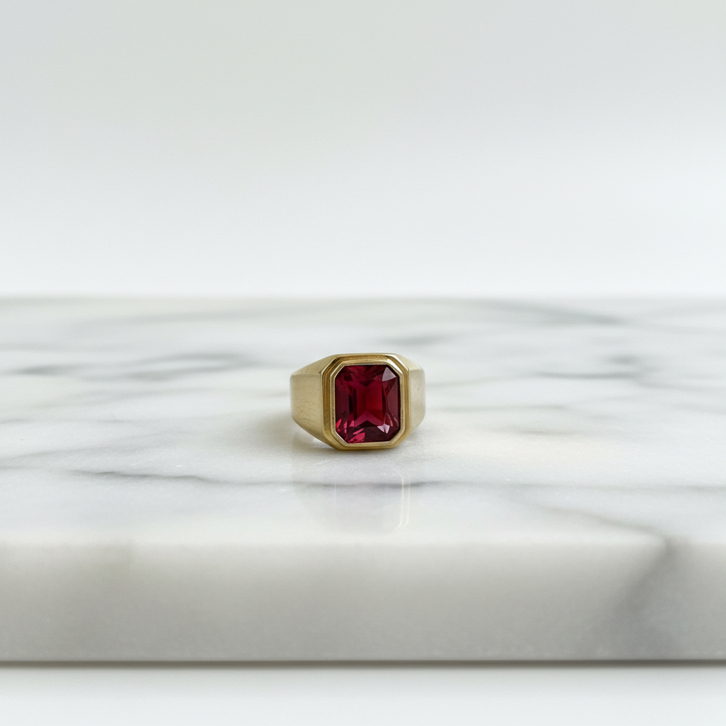 Anello sigillo oro pietra rossa